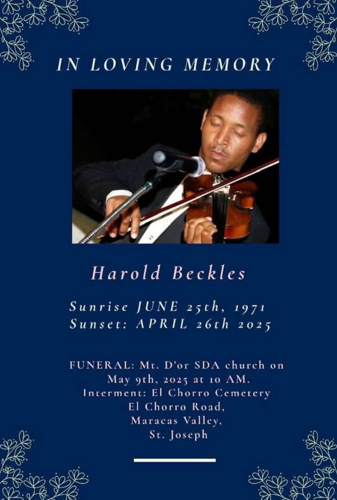 Tribute to Harold Beckles - Delivered on behalf of Mr. Rushton Paray by Ms. Kaveeta Paray — original article image